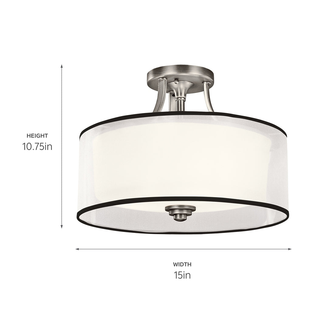 Kichler Canada - 42386AP - Three Light Semi Flush Mount - Lacey - Antique Pewter