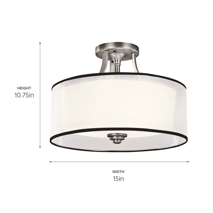 Kichler Canada - 42386AP - Three Light Semi Flush Mount - Lacey - Antique Pewter