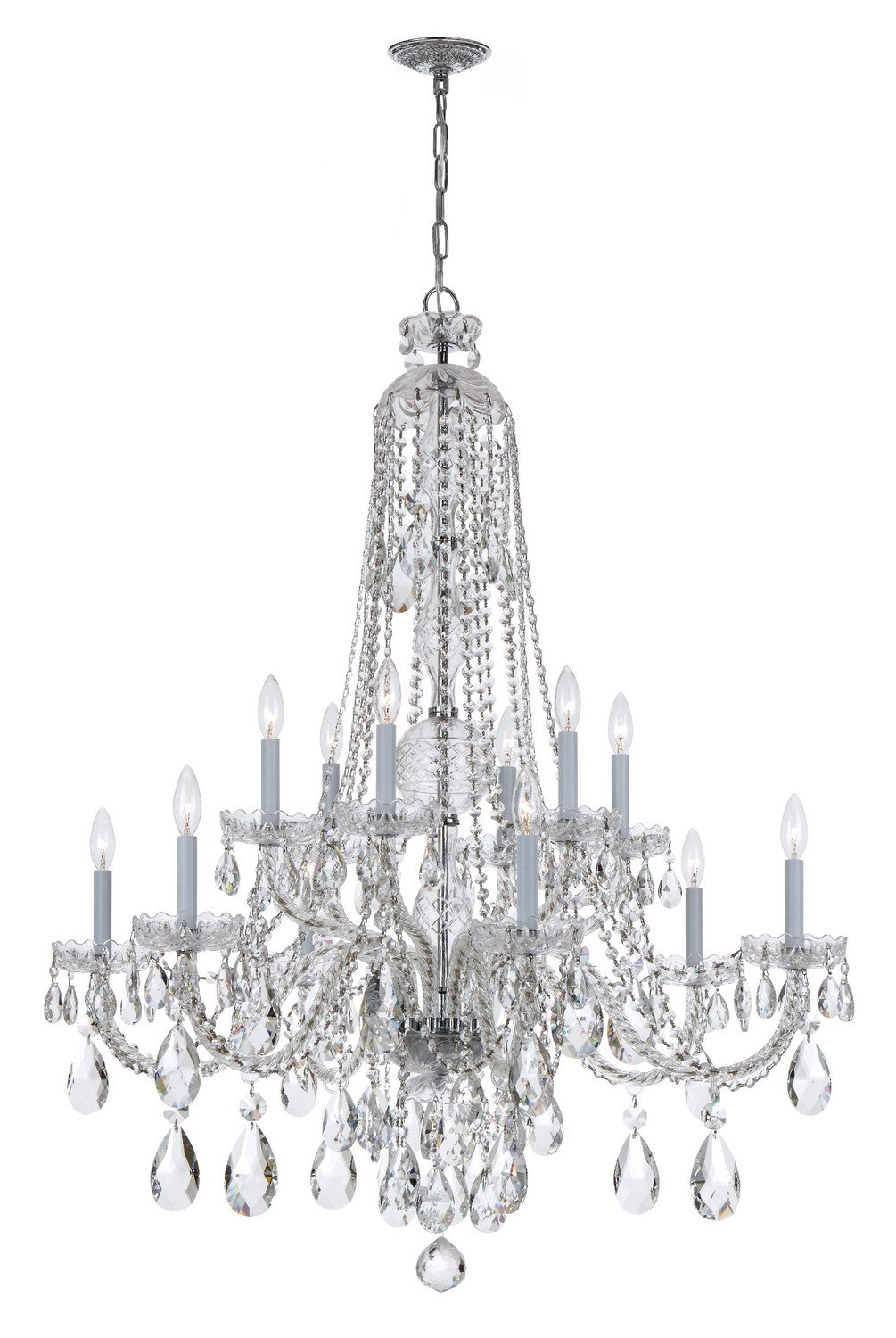 Traditional Crystal 12 Light Chandelier in Polished Chrome - available from The Lighting Shoppe, trusted by Canadian homeowners