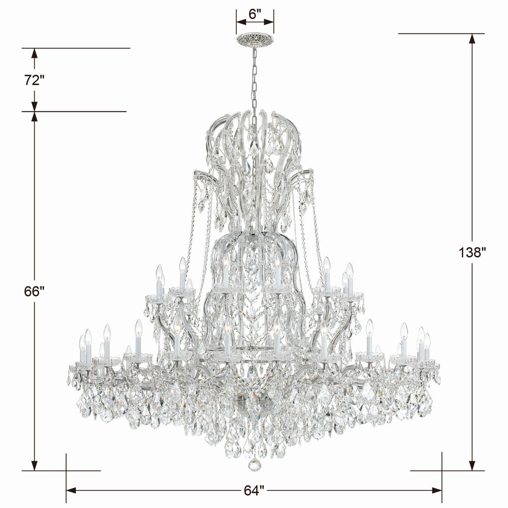 Crystorama - 4460-CH-CL-SAQ - 37 Light Chandelier - Maria Theresa - Polished Chrome
