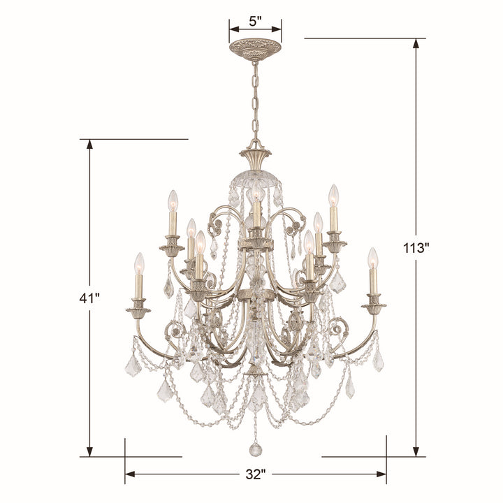 Crystorama - 5119-OS-CL-S - 12 Light Chandelier - Regis - Olde Silver