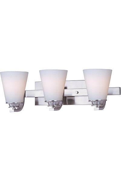 Conical Three Light Bath Vanity in Satin Nickel