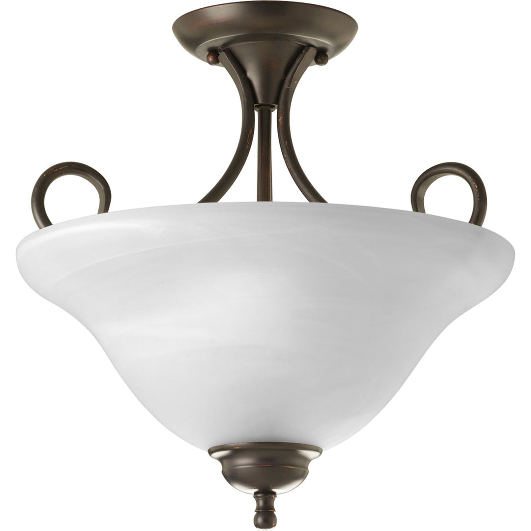 Bell Glass - Alabaster Two Light Flush Mount in Antique Bronze - available from The Lighting Shoppe, trusted by Canadian homeowners