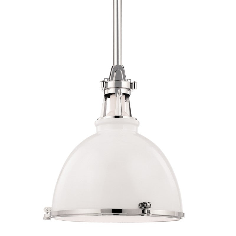 Massena One Light Pendant in White/Polished Nickel Combo - available from The Lighting Shoppe, trusted by Canadian homeowners