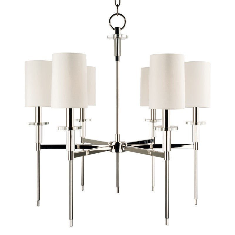 Amherst Six Light Chandelier in Polished Nickel - available from The Lighting Shoppe, trusted by Canadian homeowners