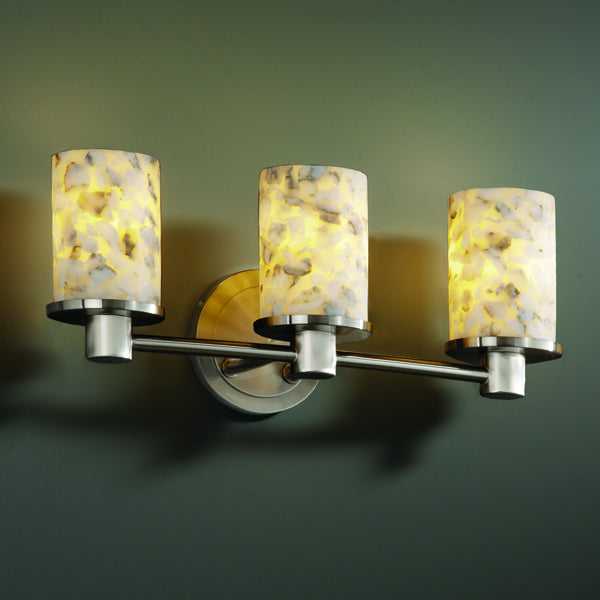 Alabaster Rocks Three Light Bath Bar in Brushed Nickel Justice Designs