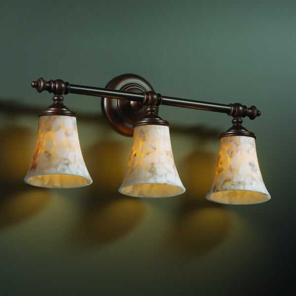 Alabaster Rocks Three Light Bath Bar in Dark Bronze Justice Designs