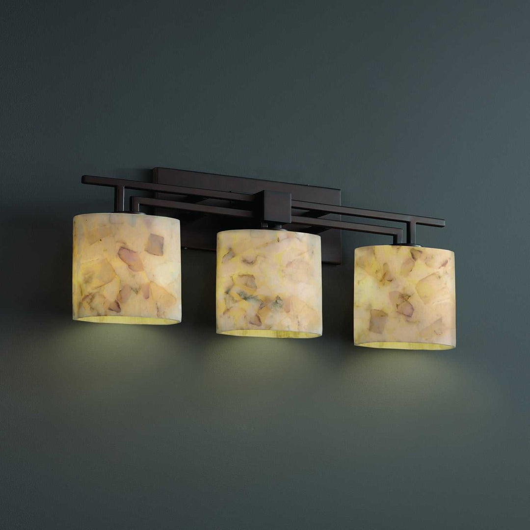Alabaster Rocks Three Light Bath Bar in Dark Bronze Justice Designs