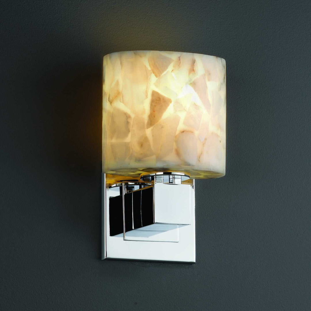 Alabaster Rocks One Light Wall Sconce in Polished Chrome Justice Designs