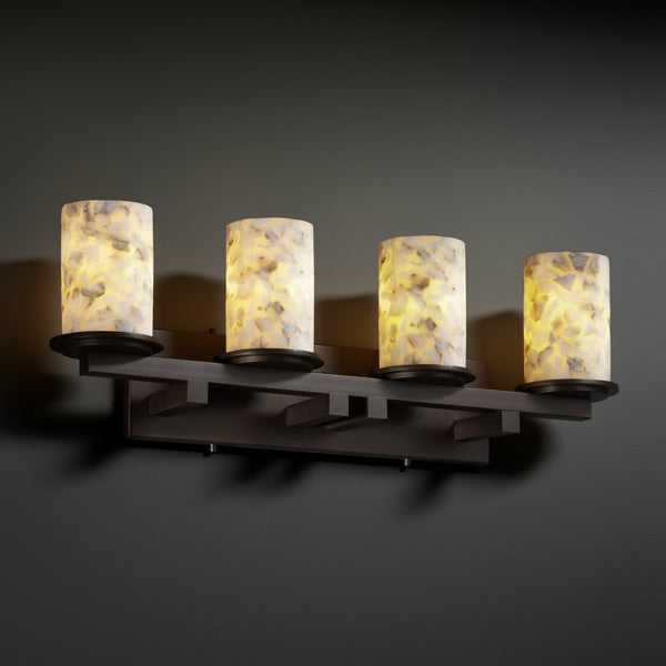 Alabaster Rocks Four Light Bath Bar in Dark Bronze Justice Designs