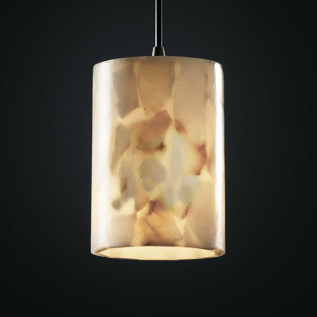 Alabaster Rocks One Light Pendant in Dark Bronze Justice Designs