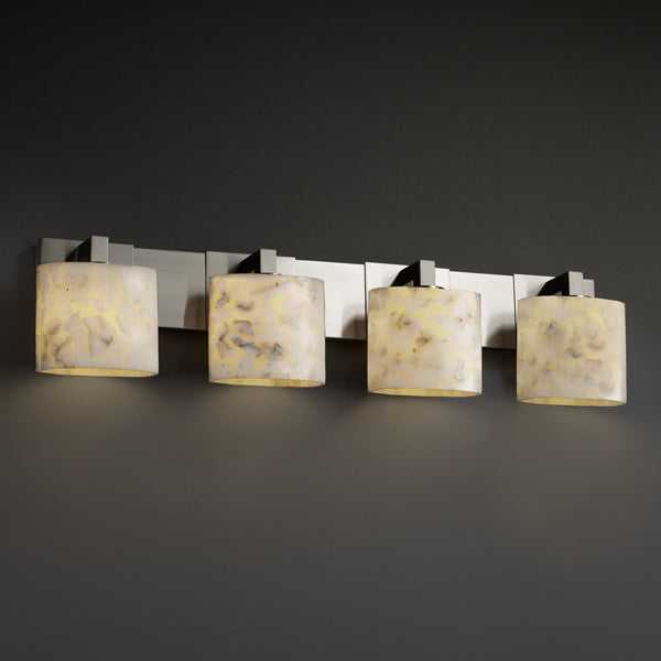 Alabaster Rocks Four Light Bath Bar in Brushed Nickel Justice Designs