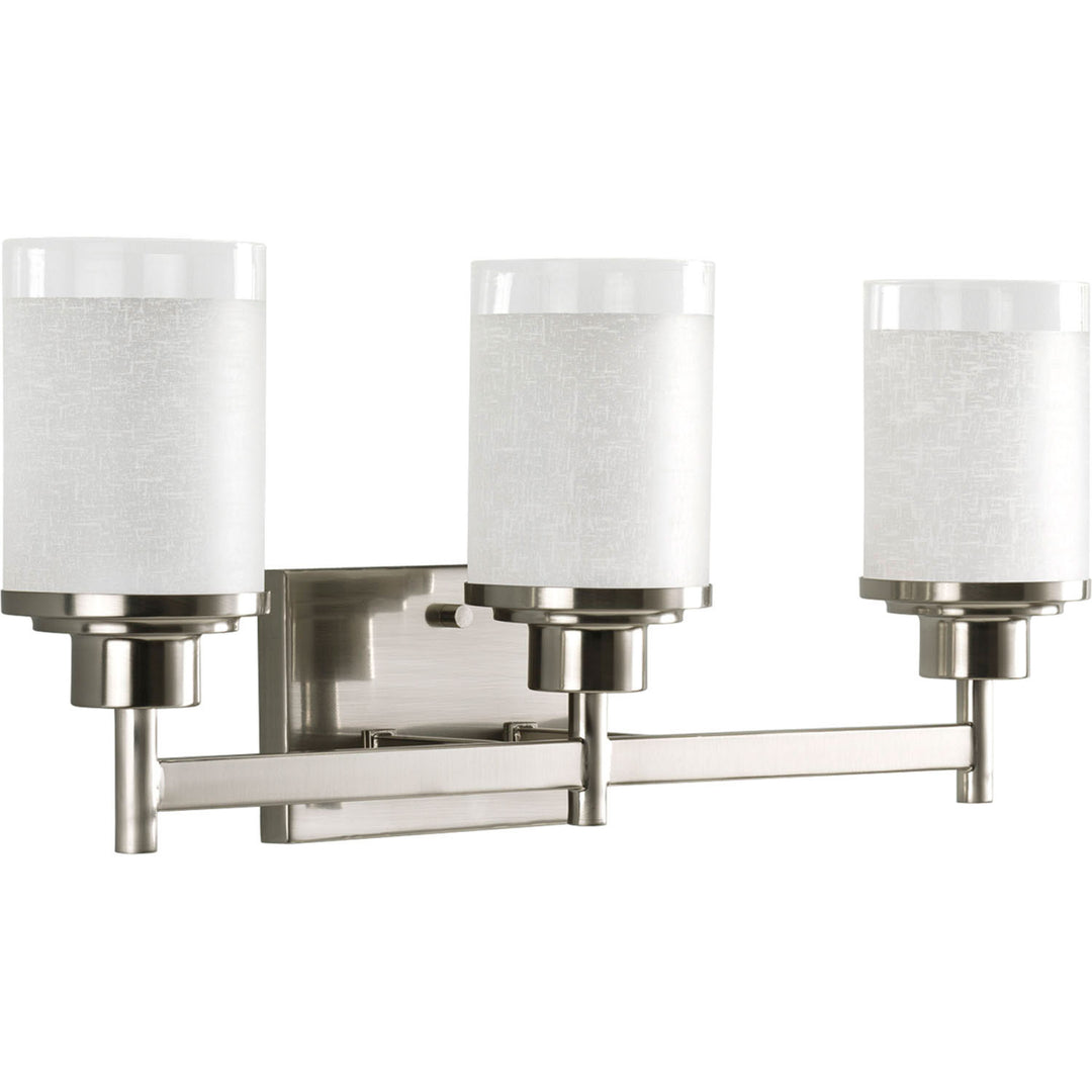 Alexa Three Light Bath in Brushed Nickel - available from The Lighting Shoppe, trusted by Canadian homeowners