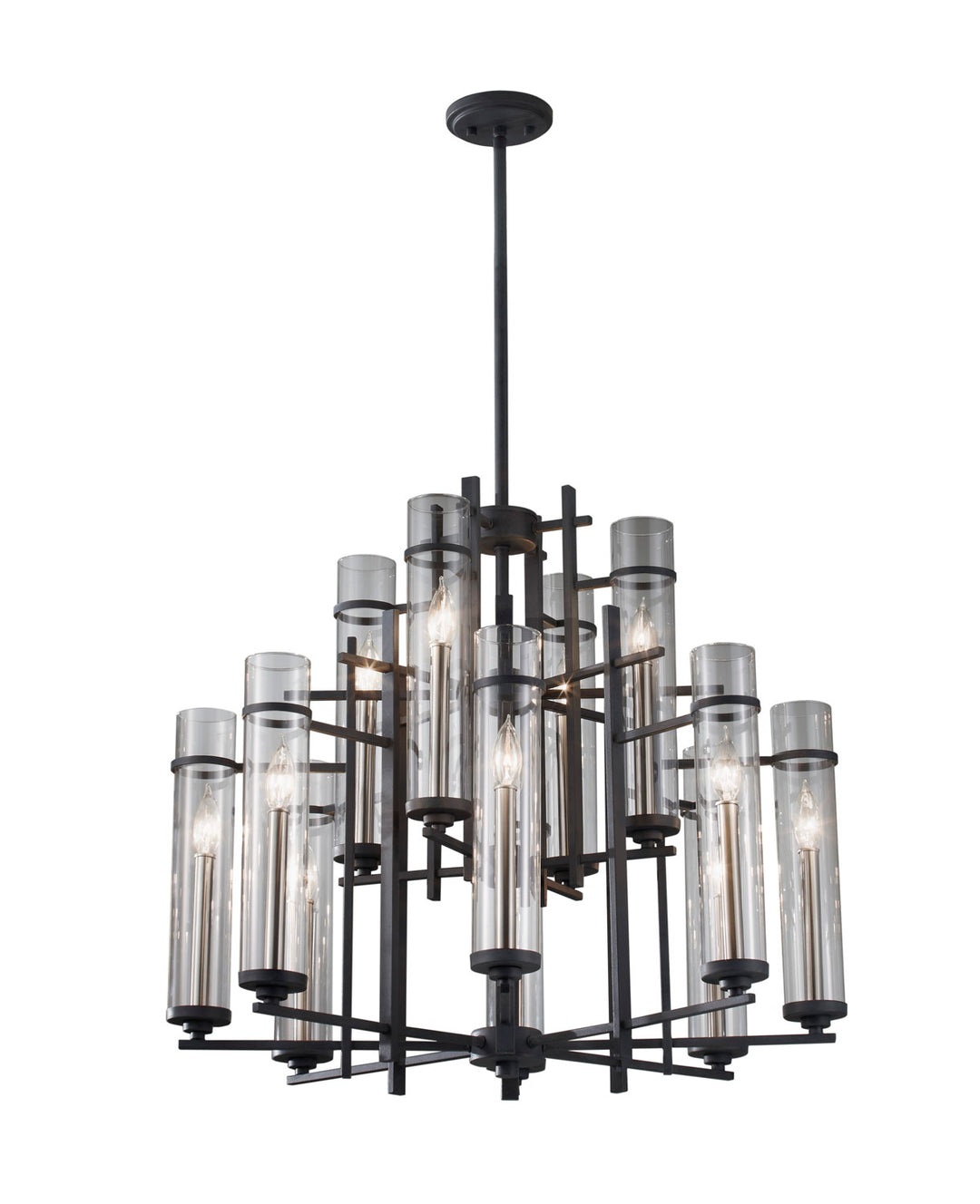 Generation Lighting Canada - F2629/8+4AF/BS - 12 Light Chandelier - Ethan - Antique Forged Iron / Brushed Steel