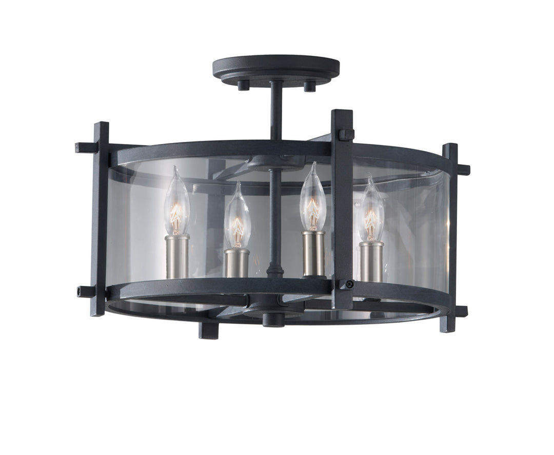 Generation Lighting Canada - SF292AF/BS - Four Light Ceiling Fixture - Ethan - Antique Forged Iron / Brushed Steel