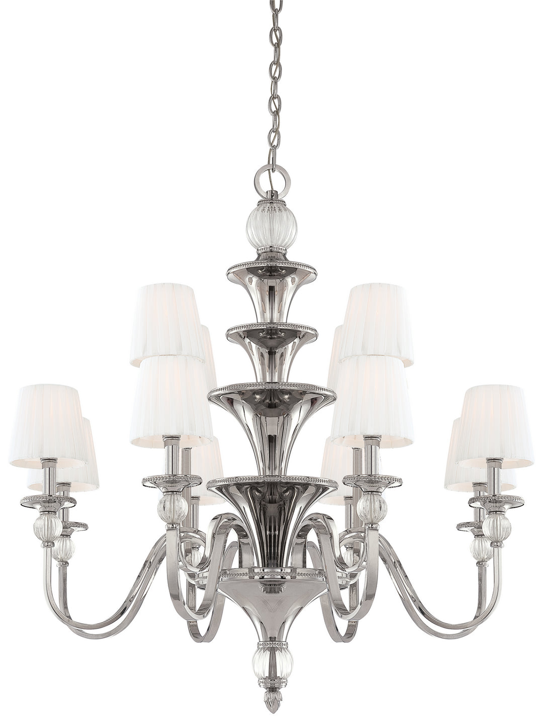 Aise 12 Light Chandelier in Polished Nickel - available from The Lighting Shoppe, trusted by Canadian homeowners