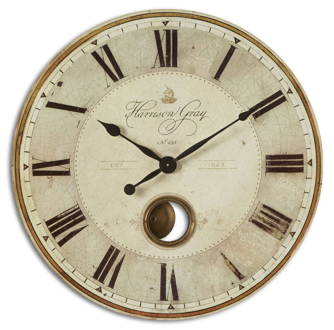 Harrison Gray 30" Wall Clock in Brass - available from The Lighting Shoppe, trusted by Canadian homeowners