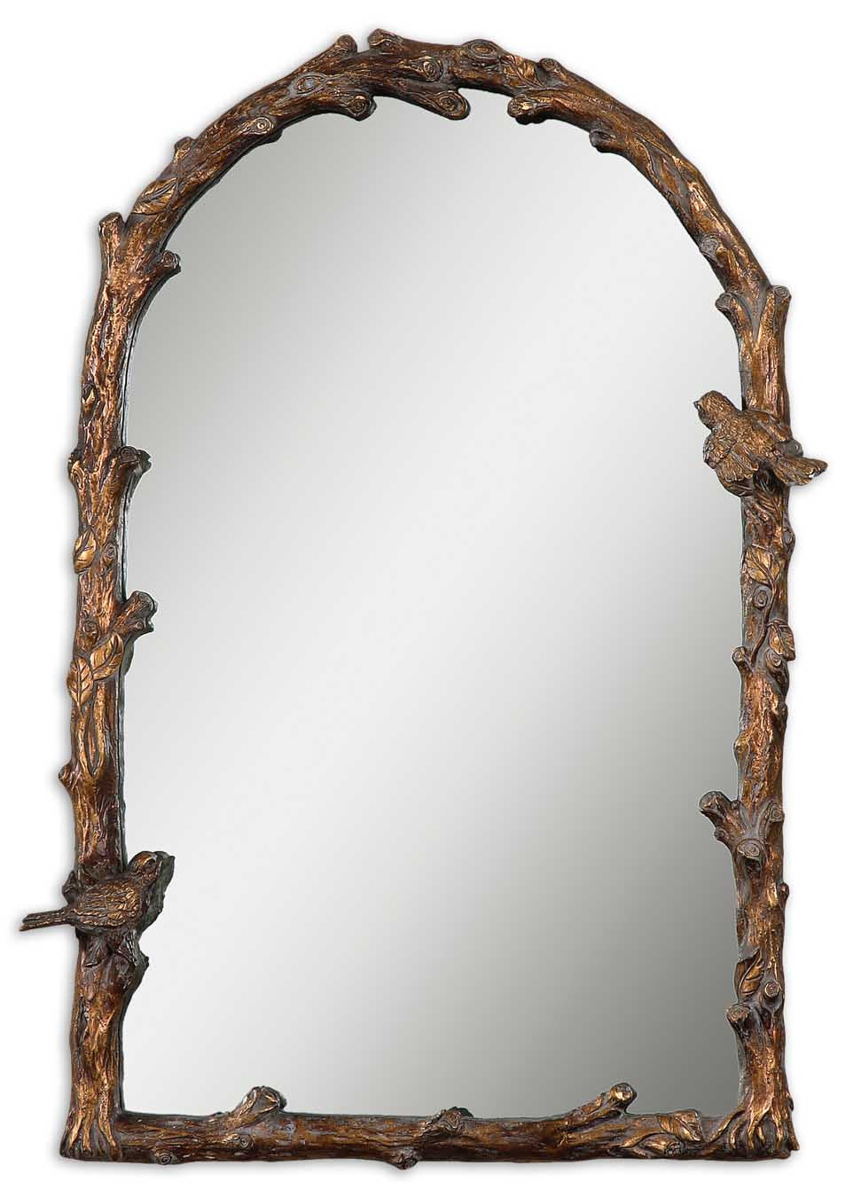 Paza Mirror in Antiqued Gold Leaf w/Gray Glaze - available from The Lighting Shoppe, trusted by Canadian homeowners