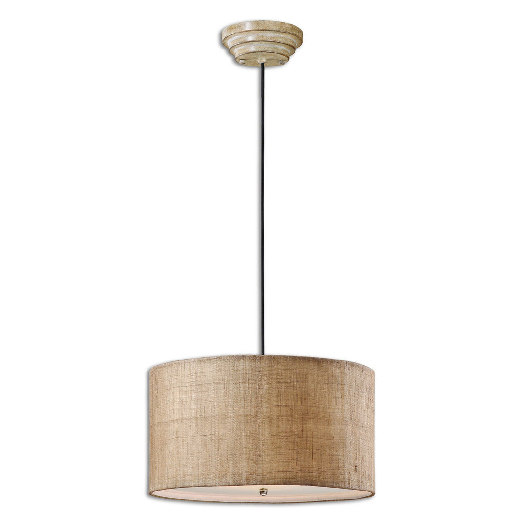 Dafina Three Light Pendant in Antiqued Burlap - available from The Lighting Shoppe, trusted by Canadian homeowners