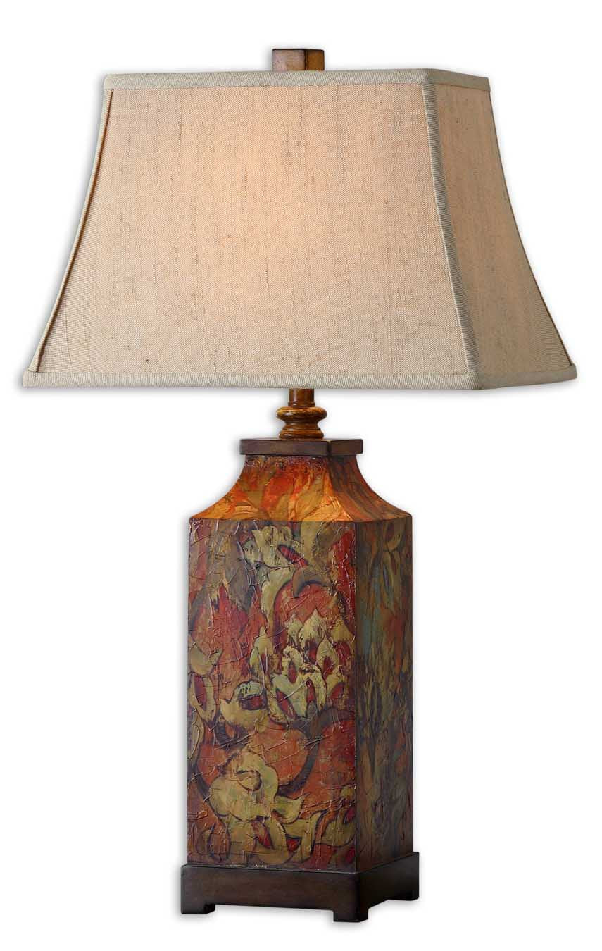 Colorful Flowers One Light Table Lamp in Burnished Walnuted - available from The Lighting Shoppe, trusted by Canadian homeowners