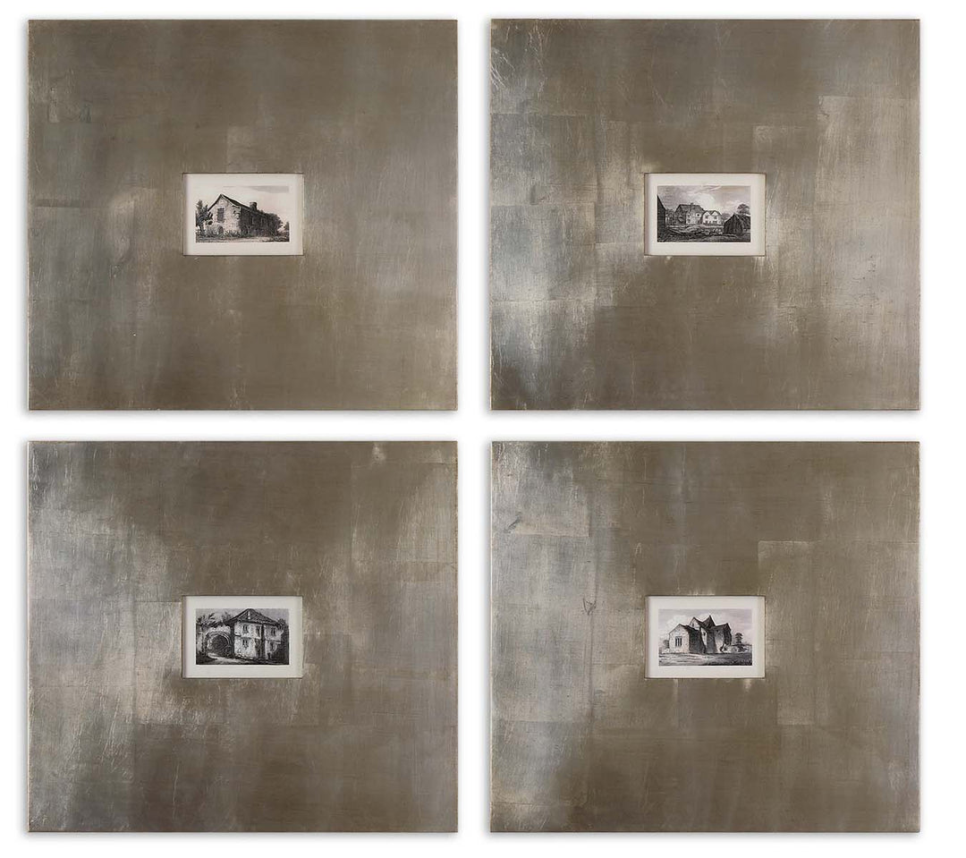 Historical Buildings Wall Art in Champagne Silver Leaf And Light Brown Glaze - available from The Lighting Shoppe, trusted by Canadian homeowners