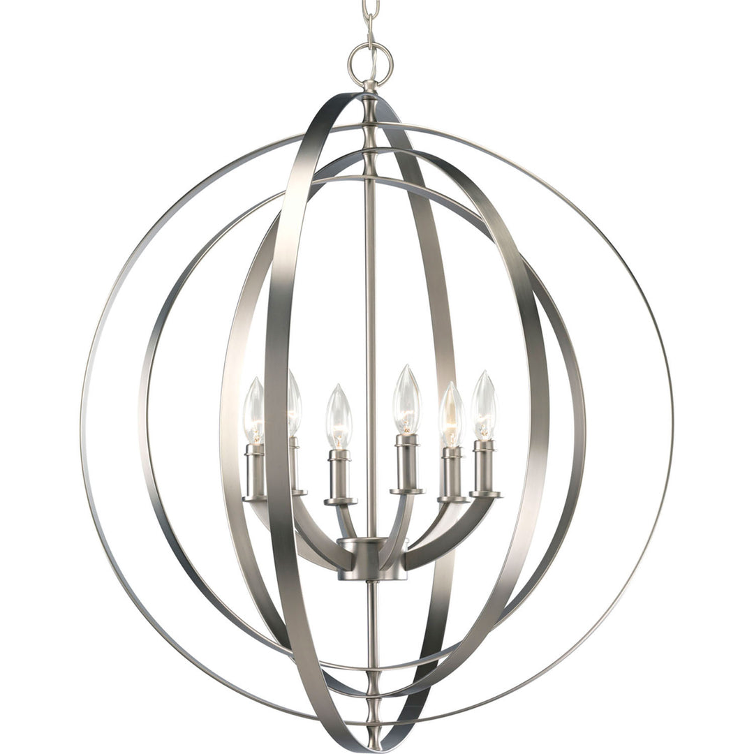 Progress Canada - P3889-126 - Six Light Foyer Pendant - Equinox - Burnished Silver