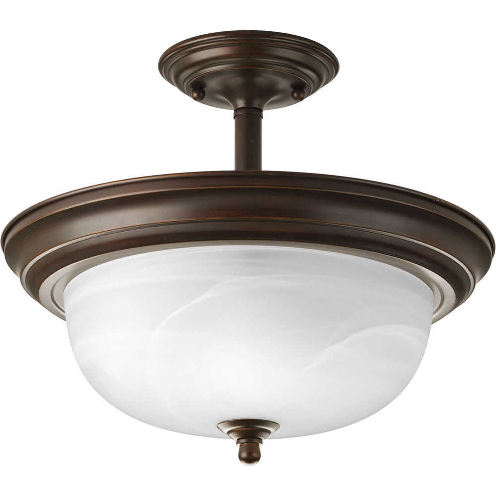 Progress Canada - P3927-20 - Two Light Semi-Flush Mount - Dome Glass - Alabaster - Antique Bronze