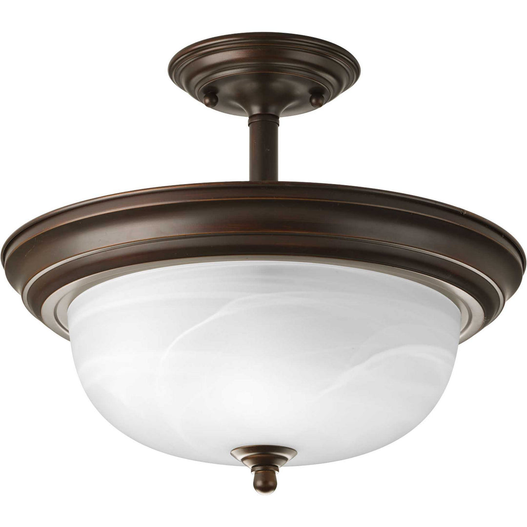 Progress Canada - P3927-20 - Two Light Semi-Flush Mount - Dome Glass - Alabaster - Antique Bronze