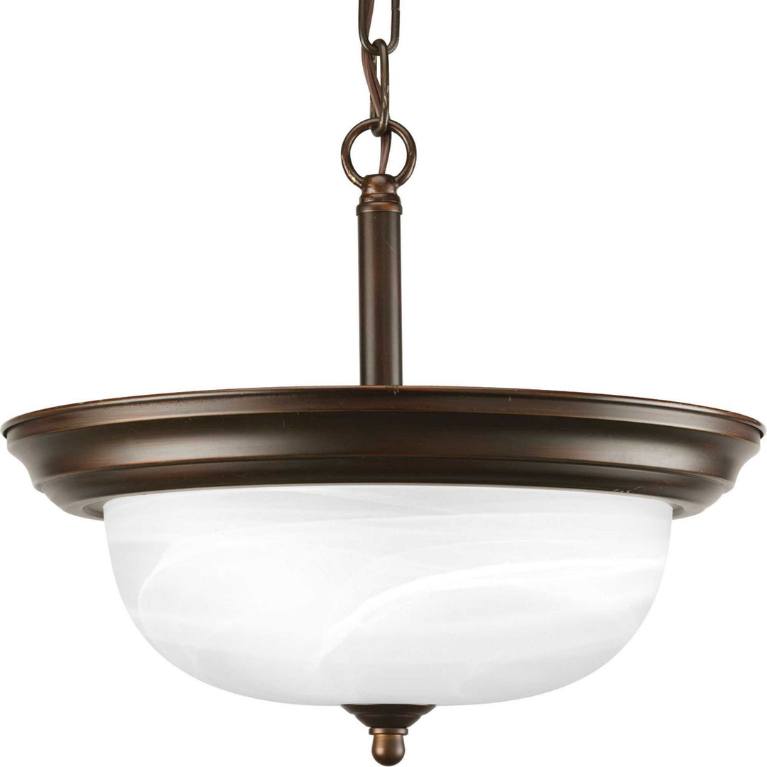 Progress Canada - P3927-20 - Two Light Semi-Flush Mount - Dome Glass - Alabaster - Antique Bronze