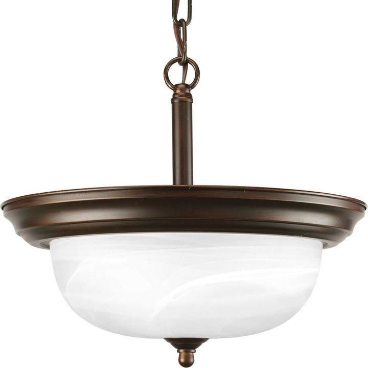 Progress Canada - P3927-20 - Two Light Semi-Flush Mount - Dome Glass - Alabaster - Antique Bronze
