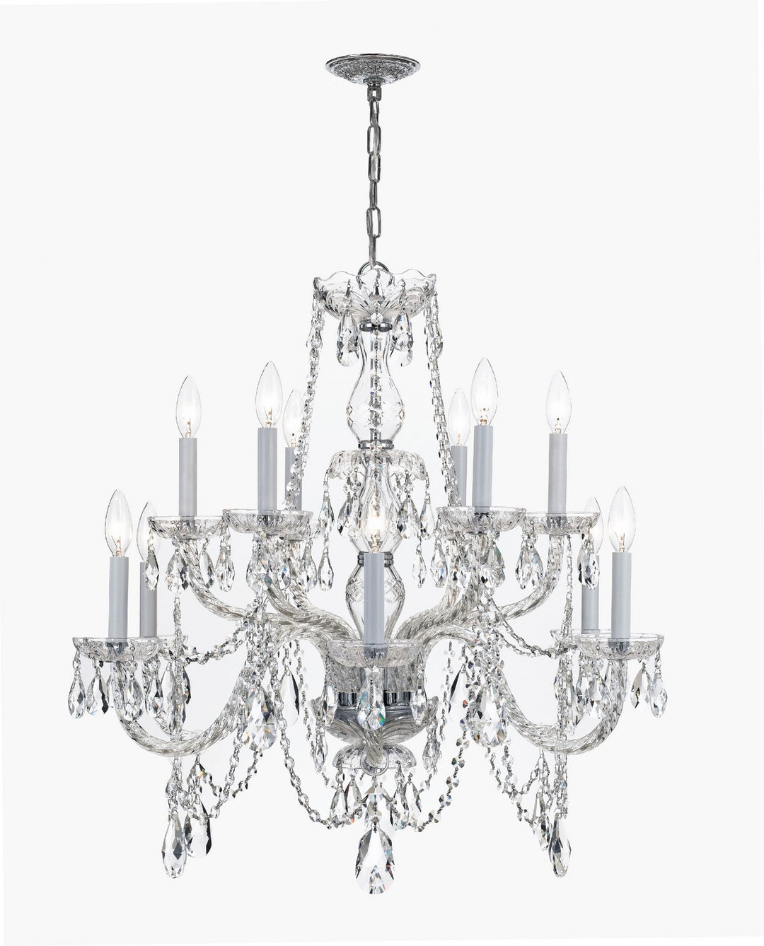 Traditional Crystal 12 Light Chandelier in Polished Chrome - available from The Lighting Shoppe, trusted by Canadian homeowners
