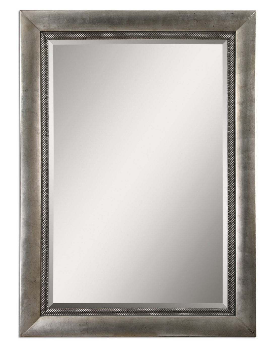 Gilford Mirror in Antiqued Silver Leaf w/Black - available from The Lighting Shoppe, trusted by Canadian homeowners