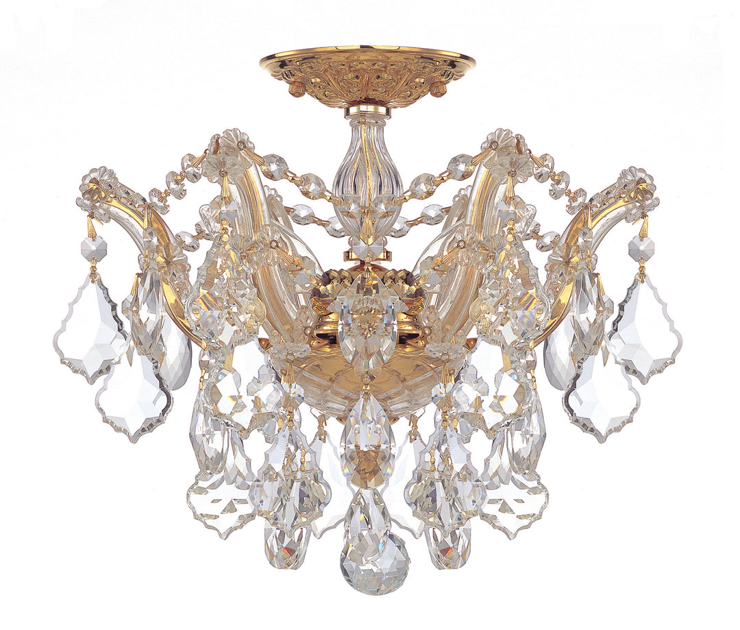 Maria Theresa Three Light Semi Flush Mount in Gold - available from The Lighting Shoppe, trusted by Canadian homeowners