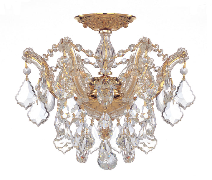 Maria Theresa Three Light Semi Flush Mount in Gold - available from The Lighting Shoppe, trusted by Canadian homeowners