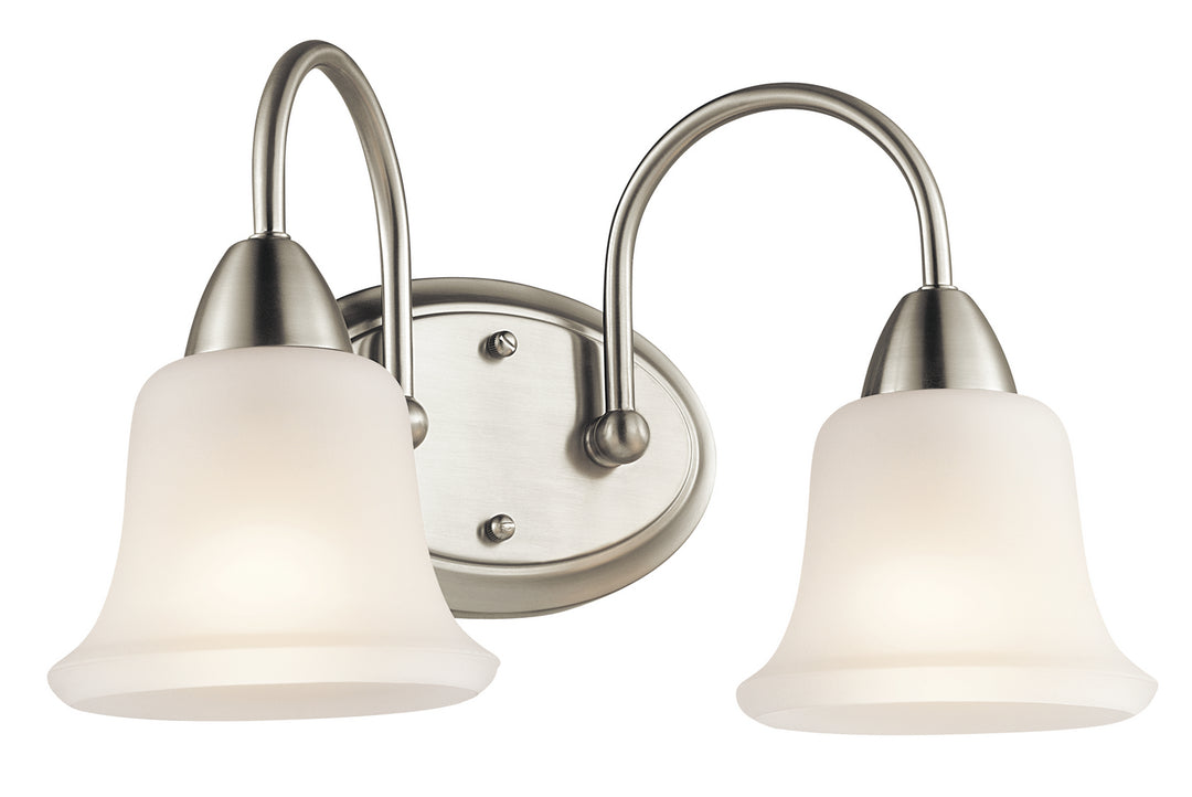 Nicholson Two Light Bath in Brushed Nickel - available from The Lighting Shoppe, trusted by Canadian homeowners