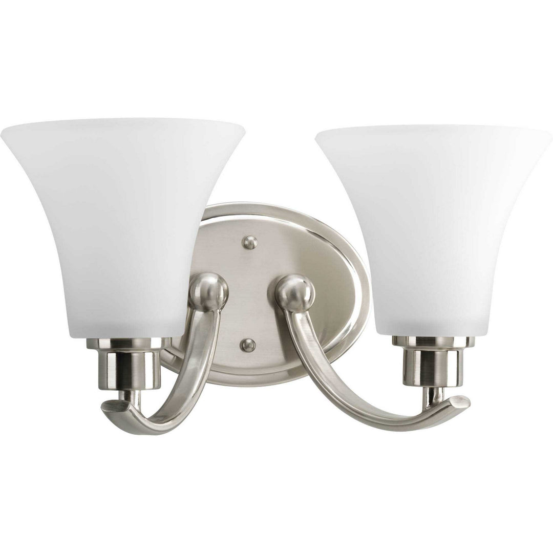 Joy Two Light Bath Bracket in Brushed Nickel - available from The Lighting Shoppe, trusted by Canadian homeowners