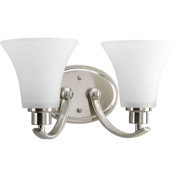 Joy Two Light Bath Bracket in Brushed Nickel - available from The Lighting Shoppe, trusted by Canadian homeowners