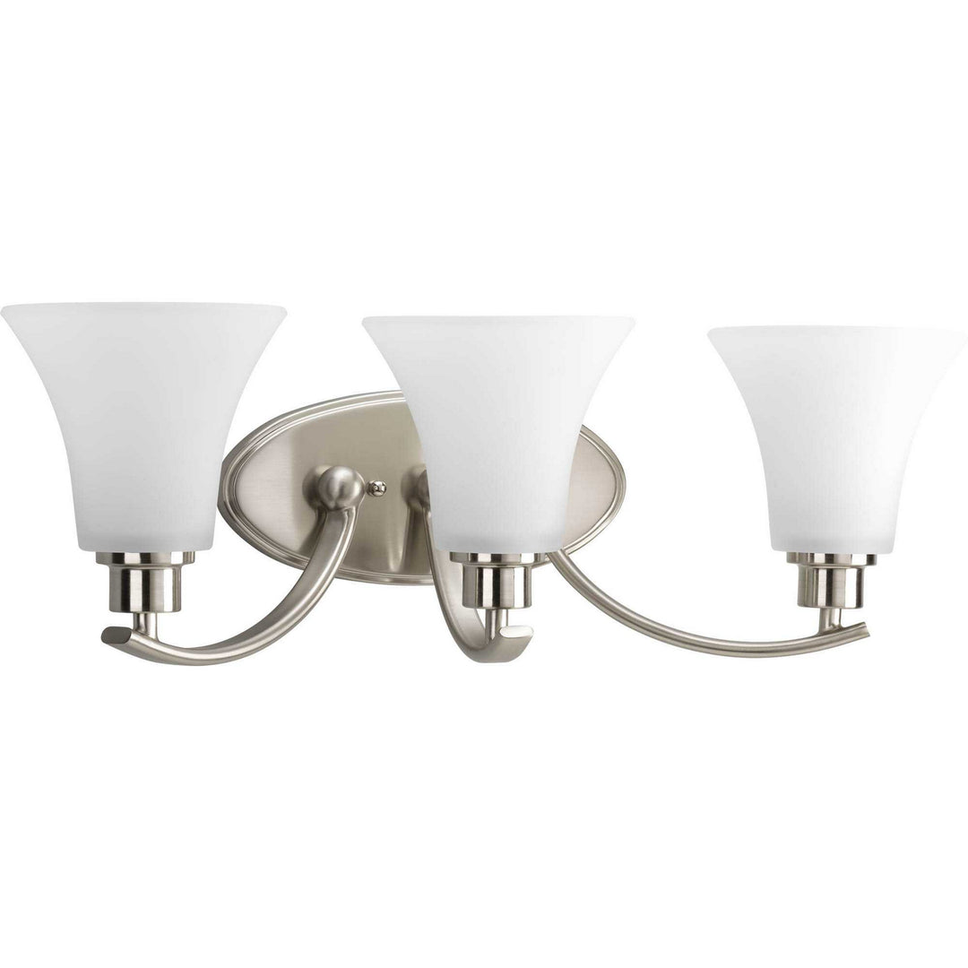 Joy Three Light Bath Bracket in Brushed Nickel - available from The Lighting Shoppe, trusted by Canadian homeowners