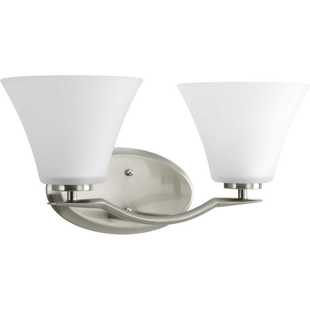 Bravo Two Light Bath Bracket in Brushed Nickel - available from The Lighting Shoppe, trusted by Canadian homeowners
