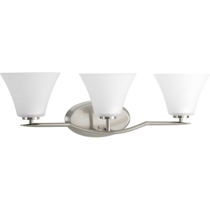 Bravo Three Light Bath Bracket in Brushed Nickel - available from The Lighting Shoppe, trusted by Canadian homeowners
