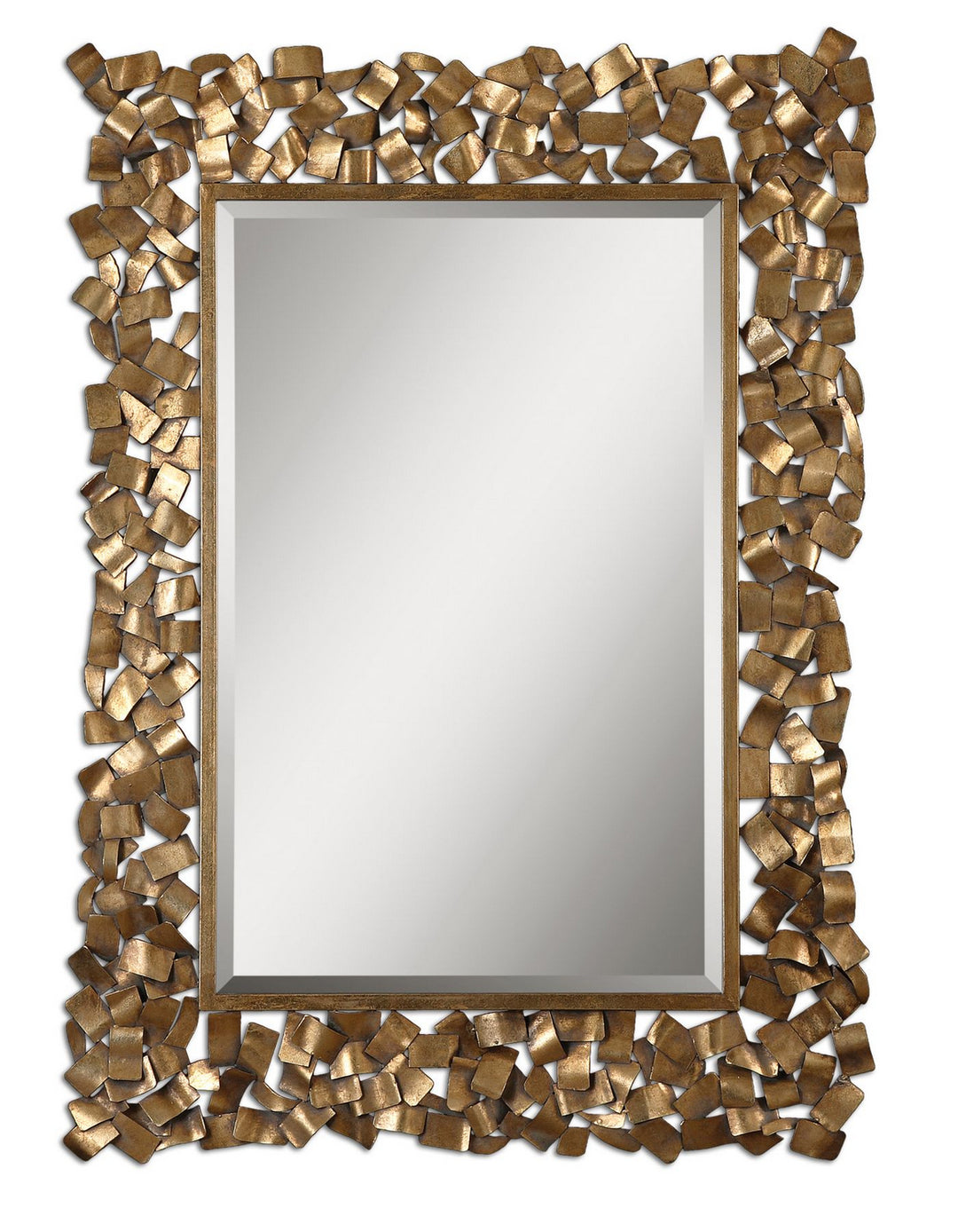 Capulin Mirror in Antiqued Gold Leaf w/Light Gray Glaze - available from The Lighting Shoppe, trusted by Canadian homeowners