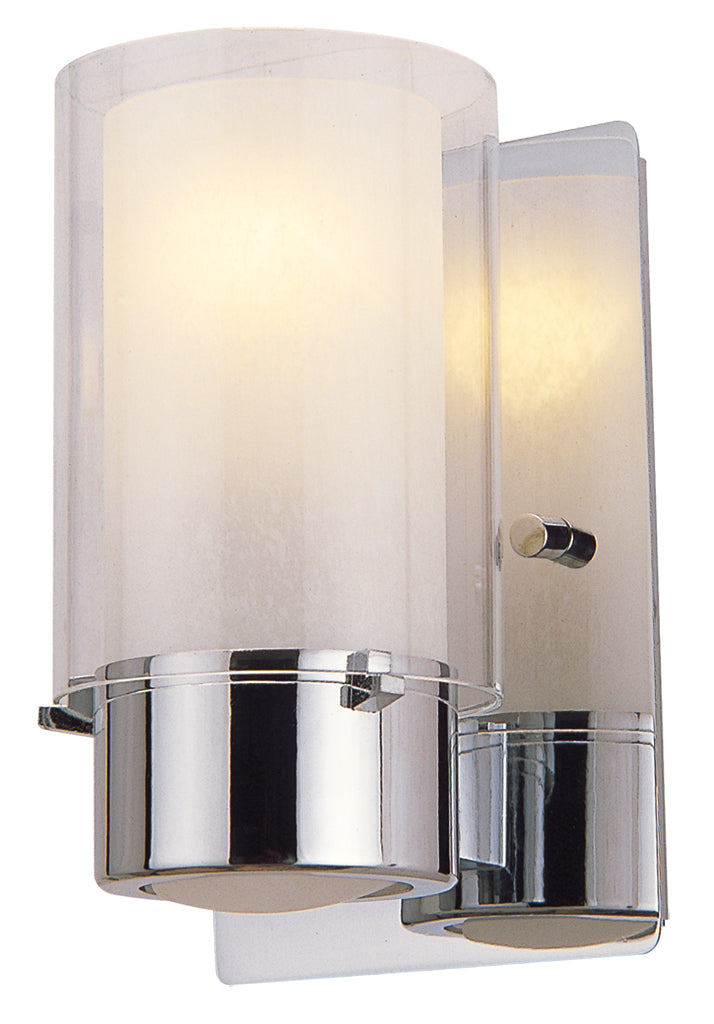 Essex One Light Wall Sconce in Chrome w/Half Opal Glass - available from The Lighting Shoppe, trusted by Canadian homeowners