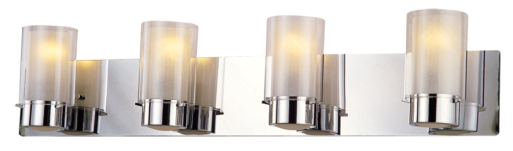 Essex Four Light Vanity in Chrome w/Half Opal Glass - available from The Lighting Shoppe, trusted by Canadian homeowners