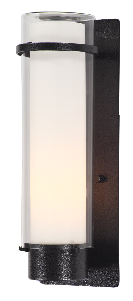 Essex Outdoor One Light Outdoor Wall Sconce in Hammered Black w/Half Opal Glass - available from The Lighting Shoppe, trusted by Canadian homeowners