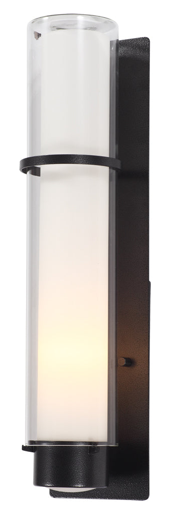 Essex Outdoor One Light Outdoor Wall Sconce in Hammered Black w/Half Opal Glass - available from The Lighting Shoppe, trusted by Canadian homeowners