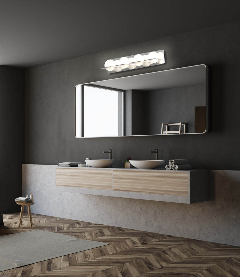 DVI Canada - DVP0944CH-OP - Four Light Vanity - IO - Chrome w/Half Opal Glass