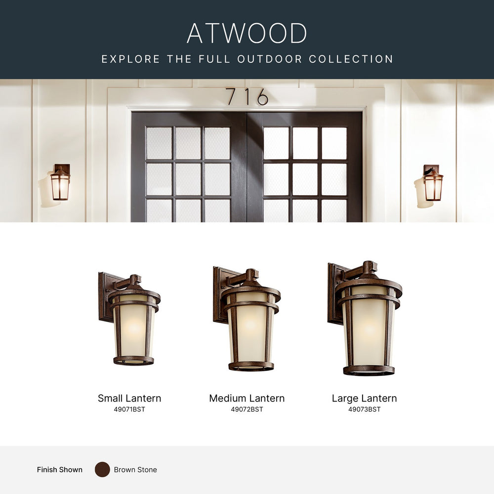 Kichler Canada - 49072BST - One Light Outdoor Wall Mount - Atwood - Brown Stone