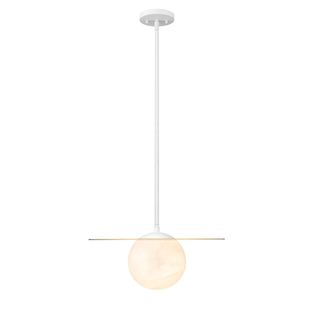 Moon Disk 1-Light White Carved Alabaster Pendant By Modition - available from The Lighting Shoppe, trusted by Canadian homeowners