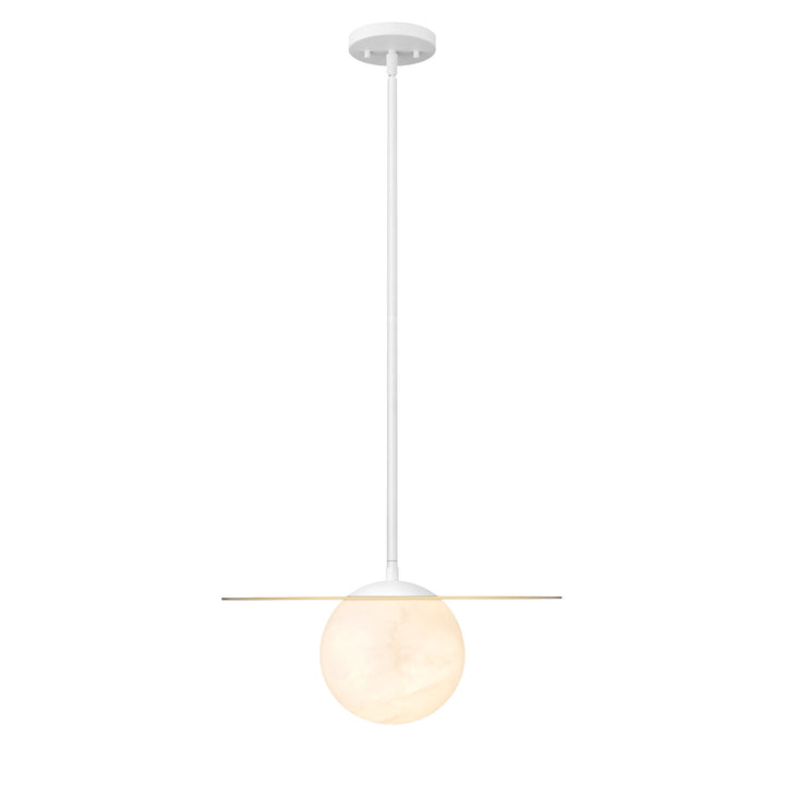 Moon Disk 1-Light White Carved Alabaster Pendant By Modition - available from The Lighting Shoppe, trusted by Canadian homeowners