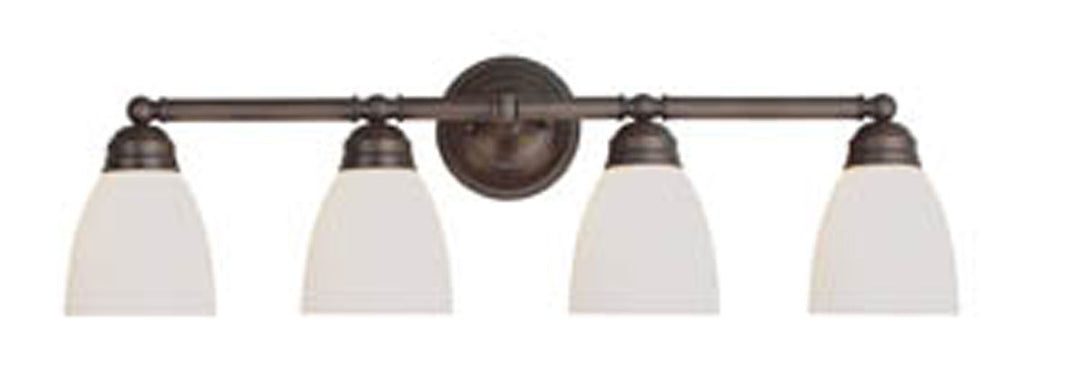 Ardmore Four Light Vanity Bar in Rubbed Oil Bronze - available from The Lighting Shoppe, trusted by Canadian homeowners